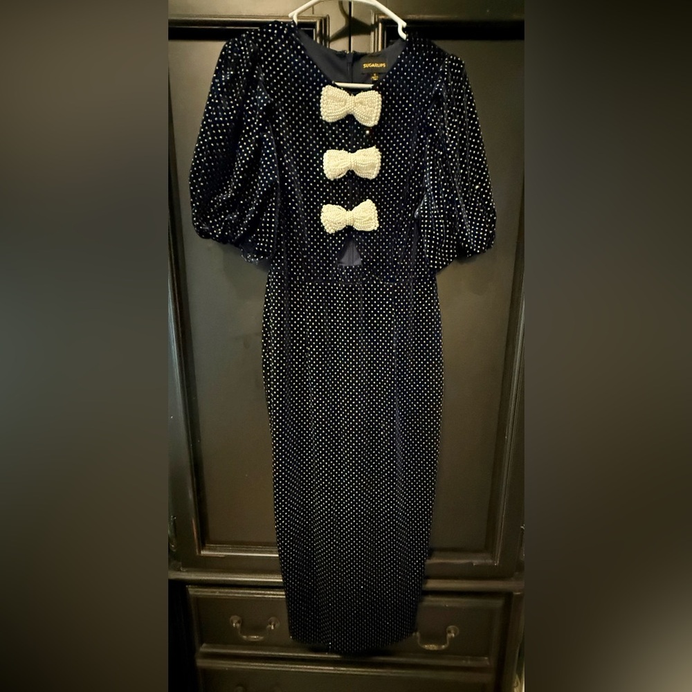Sugarlips Navy and Cream semi-formal Dress